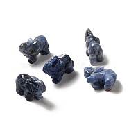 Natural Sodalite Carved Elephant Beads, 25~25.5x14.5~15x33mm, Hole: 2mm(G-Z053-01)