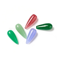 Natural Malaysia Jade Pointed Beads, Dyed, No Hole, Teardrop, Mixed Color, 19~20.5x8~8.5mm(G-G994-K01)