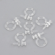 Plastic Clip-on Earring Findings, For Non-pierced Ears, Clear, 11x9x1mm, Pin: 1mm(X-KY-S155-05)