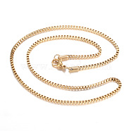 304 Stainless Steel Box Chain Necklaces, with Lobster Claw Clasps, Golden, 17.9 inch(45.5cm), 2mm(X-STAS-O053-27G)