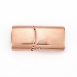 304 Stainless Steel Magnetic Clasps with Glue-in Ends, Rectangle, Red Copper, 29x14x8.5mm, Hole: 6~7x12mm(STAS-F130-39R)