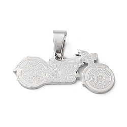 201 Stainless Steel Pendants, Laser Cut, Motorbike Charm, Stainless Steel Color, 13x29.5x1.5mm, Hole: 7X5mm(STAS-D041-15P)