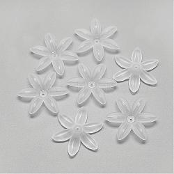 6-Petal Transparent Acrylic Bead Caps, Frosted, Clear, 34.5x30.5x6.5mm, Hole: 1.5mm, about 380pcs/500g(FACR-S018-SB518)