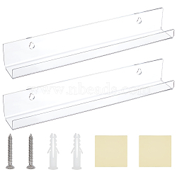 Acrylic Records Holders, Household Supplies, with Stickers, Screws and Plastic Findings, Clear, 307x43x46mm, Hole: 12x9mm(AJEW-WH0270-182)