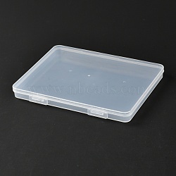 Rectangle Polypropylene(PP) Plastic Boxes, Bead Storage Containers, with Hinged Lid, Clear, 14.3x18.5x1.7cm, Inner Diameter: 13.2x17.8cm(CON-Z003-05E)