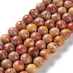 Dyed Natural Regalite/Imperial Jasper/Sea Sediment Jasper Beads Strands, Round, Chocolate, 8mm, Hole: 1.2mm, about 23pcs/strand, 7.64''(19.4cm)(G-B124-C01-16)