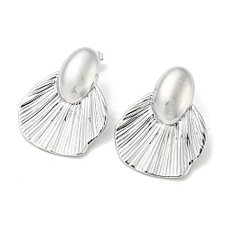 Non-Tarnish 304 Stainless Steel Stud Earrings, Leaf, Stainless Steel Color, 38x30mm(EJEW-R157-01P)