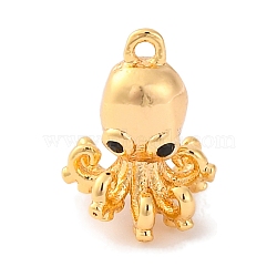 Brass Pendants With Clear Cubic Zirconia, Octopus Charms, Real 18K Gold Plated, 11x8.5x8mm, Hole: 1mm(KK-S403-01G)