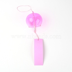 Glass Wind Chime, with Polyester Cord & Paper, Pink, 410mm(HJEW-WH0028-20D)