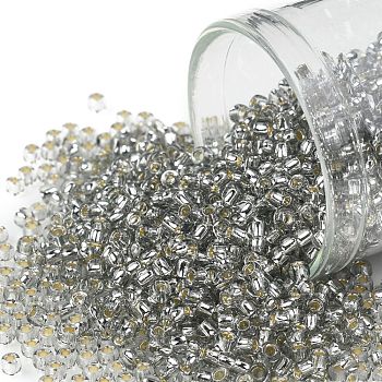 TOHO Round Seed Beads, Japanese Seed Beads, (29A) Silver Lined Light Gray, 11/0, 2.2mm, Hole: 0.8mm, about 1110pcs/10g