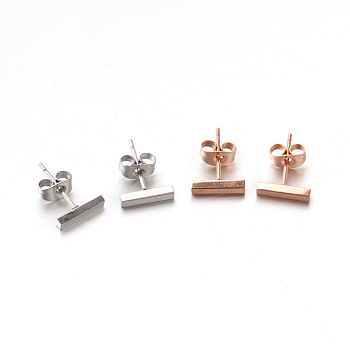304 Stainless Steel Ear Studs, Hypoallergenic Earrings, Mixed Color, 10x2mm, Pin: 0.8mm