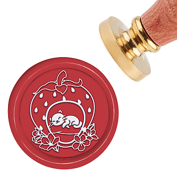 Brass Wax Seal Stamp with Handle, for DIY Scrapbooking, Strawberry Pattern, 3.5x1.18 inch(8.9x3cm)