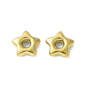 304 Stainless Steel Beads, Star, Real 14K Gold Plated, 12.5x13x3.8mm, Hole: 3.3mm