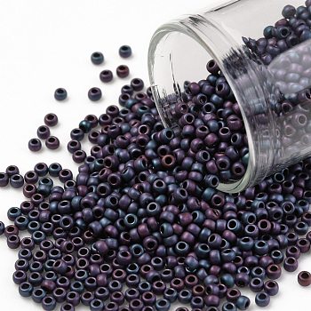 TOHO Round Seed Beads, Japanese Seed Beads, (705) Matte Color Frost Iris Blue, 11/0, 2.2mm, Hole: 0.8mm, about 1110pcs/bottle, 10g/bottle