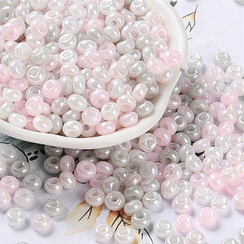 Glass Seed Beads, Opaque Colours Luster, Round, Colorful, 5~5.5x3~3.5mm, Hole: 1.5~1.6mm, about 3488pcs/pound