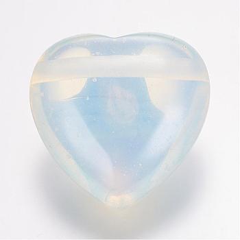 Opalite Beads, Heart, 13x25x25mm, Hole: 2mm