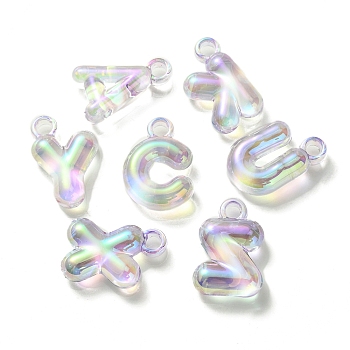 UV Plating Rainbow Iridescent Acrylic Beads, Letters, Lavender, 25~26x14~22.5x8mm, Hole: 3.5mm