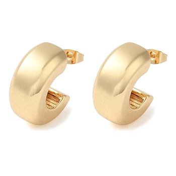 Brass Stud Earring, Half Hoop Stud Earring, Long-Lasting Plated, Golden, 23x10x22.5mm