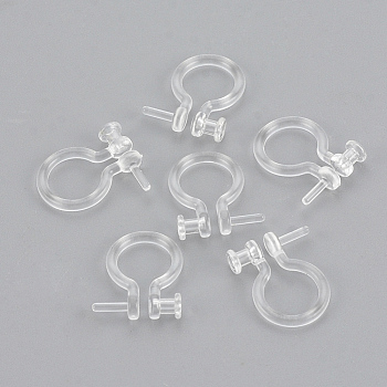 Plastic Clip-on Earring Findings, For Non-pierced Ears, Clear, 11x9x1mm, Pin: 1mm