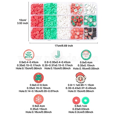 9 cuentas de arcilla polimérica hechas a mano de estilo navideño(CLAY-YW0001-91)-3