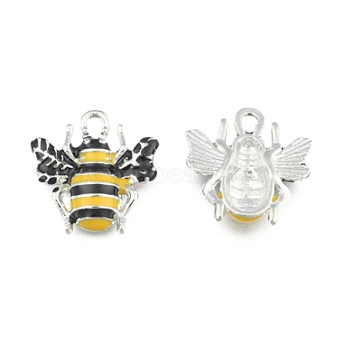 Platinum Yellow Bees Alloy + Enamel Pendants