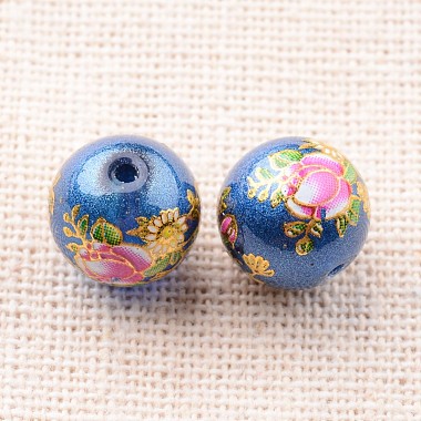 Flower Picture Printed Glass Round Beads(GLAA-J087-10mm-B03)-2