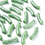 Opaque Crackle Acrylic Beads, Curved Tube, Pale Green, 32x10x8mm, Hole: 1.8mm, about 330pcs/500g(MACR-S372-002N-012)