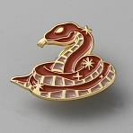 Animal Enamel Pins, Golden Alloy Brooch, for Backpack Clothes, Snake, 24x30.5mm(JEWB-WH0039-03J-G)