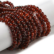 Spray Painted Crackle Glass Beads Strands, Round, Saddle Brown, 4mm, Hole: 1.1~1.3mm, about 200pcs/strand, 31.4 inch(CCG-Q001-4mm-16)