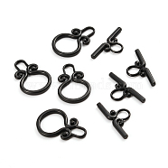 304 Stainless Steel Toggle Clasps, Electrophoresis Black, Ring: 22.5x15x2mm, Hole: 6mm, Inner Diameter: 6x3.5mm, Bar: 22x10x2mm, Hole: 5x4mm(X-STAS-D142-03A-B)