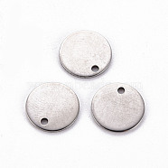 201 Stainless Steel Stamping Blank Tag Pendants, Flat Round, Stainless Steel Color, 10x1mm, Hole: 1.2mm(STAS-T058-10mm-P)