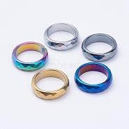 Electroplate Non-Magnetic Synthetic Hematite Rings, Faceted, Mixed Color, US Size 7(17.3mm)(RJEW-F068-17mm)