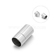 304 Stainless Steel Column Magnetic Clasps with Glue-in Ends, Stainless Steel Color, 20x12mm, Hole: 10mm(STAS-E089-12F)