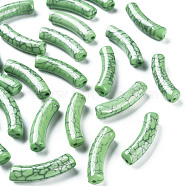 Opaque Crackle Acrylic Beads, Curved Tube, Pale Green, 32x10x8mm, Hole: 1.8mm, about 330pcs/500g(MACR-S372-002N-012)