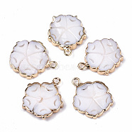 Natural Freshwater Shell Pendants, with Iron Loops, Edge Golden Plated, Flower, Seashell Color, 20x17x3mm, Hole: 1.8mm(SHEL-N035-001)