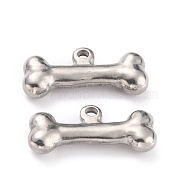 304 Stainless Steel Pendants, Bone, Stainless Steel Color, 9x20x4mm, Hole: 1.6mm(STAS-O145-27P)