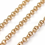 Vacuum Plating 304 Stainless Steel Rolo Chains, with Spool, Unwelded, Golden, 4x4x0.8mm, about 32.8 Feet(10m)/roll(CHS-I001-02)