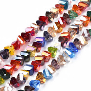 Electroplate Glass Beads Strands, Triangle, Mixed Color, 3.5x6x4.5mm, Hole: 1mm, about 100pcs/strand, 13.39''(34cm)(EGLA-N002-06L)
