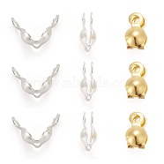 Brass Bead Tips, Calotte Ends, Clamshell Knot Cover, Mixed Color, 7x4mm, Hole: 1mm(X-KK-N0070-03)