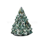 Resin Christmas Tree Display Decoration, with Natural African Jade Chips inside Statues for Home Office Decorations, 80x80x105mm(PW-WG11806-01)