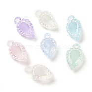 Transparent Frosted Acrylic Pendants, AB Color Plated, Leaf Charm, Mixed Color, 18.5x10.5x7.5mm, Hole: 2.2mm, about 680pcs/500g(OACR-C013-37)