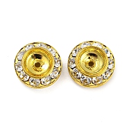 Brass Rhinestone Beads, Flat Round, Golden, 15x6~6.5mm, Hole: 1.2~1.4mm(RB-F035-02G)