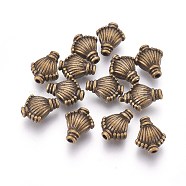 Tibetan Style Beads, Zinc Alloy Beads, Lead Free & Nickel Free & Cadmium Free, Vase, Antique Bronze Color, 11mm long, 9mm wide, 5mm thick, hole: 1mm(X-MLF0240Y-NF)