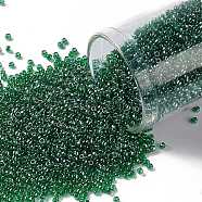 TOHO Round Seed Beads, Japanese Seed Beads, (108B) Transparent Mint Green Luster, 15/0, 1.5mm, Hole: 0.7mm, about 3000pcs/bottle, 10g/bottle(SEED-JPTR15-0108B)