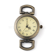 Vintage Antique Bronze Roman Watch Face Alloy Flat Round Watch Head Watch Asscessory, 48x28x9mm, Hole: 10x5mm(WACH-M004-01)