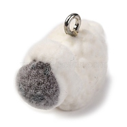 Flocky Resin Pendants, with Platinum Plated Iron Loop, Goat, White, 16.5x11.5x22mm, Hole: 2mm(RESI-S010-05A)