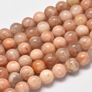 Round Natural Sunstone Beads Strands, 8mm, Hole: 1mm, about 47pcs/strand, 15.4 inch.(G-I176-09-8mm)
