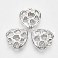 CCB Plastic Pendants, Heart, Platinum, 26.5x24.5x8.5mm, Hole: 2.5mm, about 220pcs/500g(CCB-T010-32P)