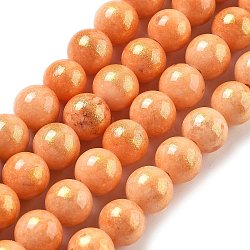 Natural Mashan Jade Beads Strands, Round, Dyed, Dark Orange, 8.5mm, Hole: 1.4mm, about 49pcs/strand, 15.59''(39.6cm)(G-A255-A01-01J)