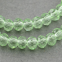 Transparent Glass Beads Strands, Faceted, Rondelle, Pale Green, 2.9~3.3x2mm, Hole: 0.5mm, about 145~150pcs/strand, 34~35cm(GLAA-R135-2mm-09)